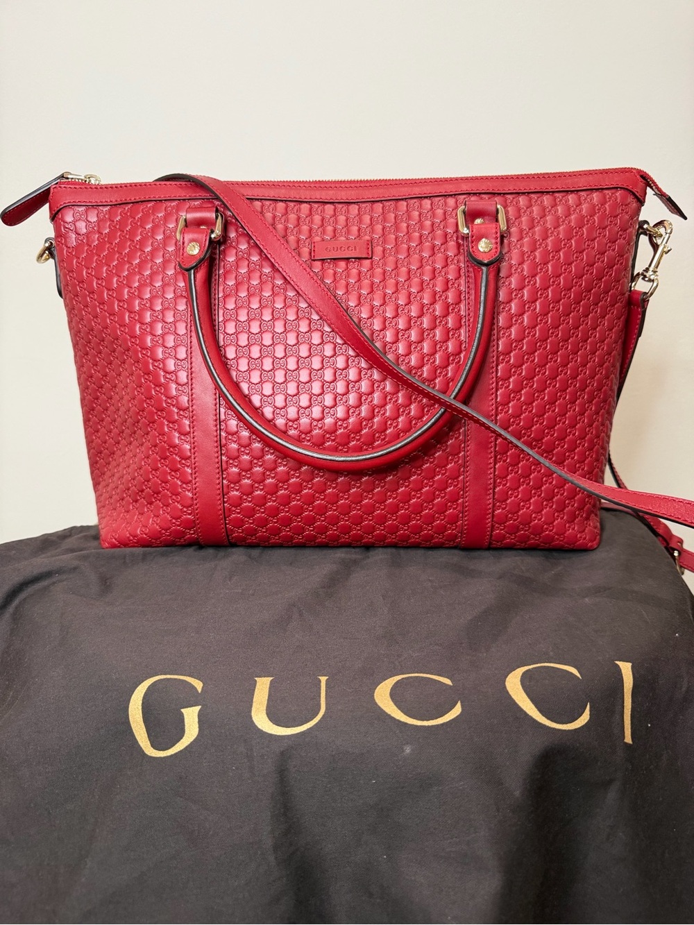 Gucci Microguccissima Tote Shoulder Bag Red